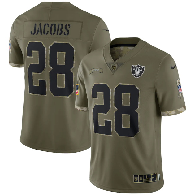 mens nike josh jacobs olive las vegas raiders 2022 salute to service limited jersey